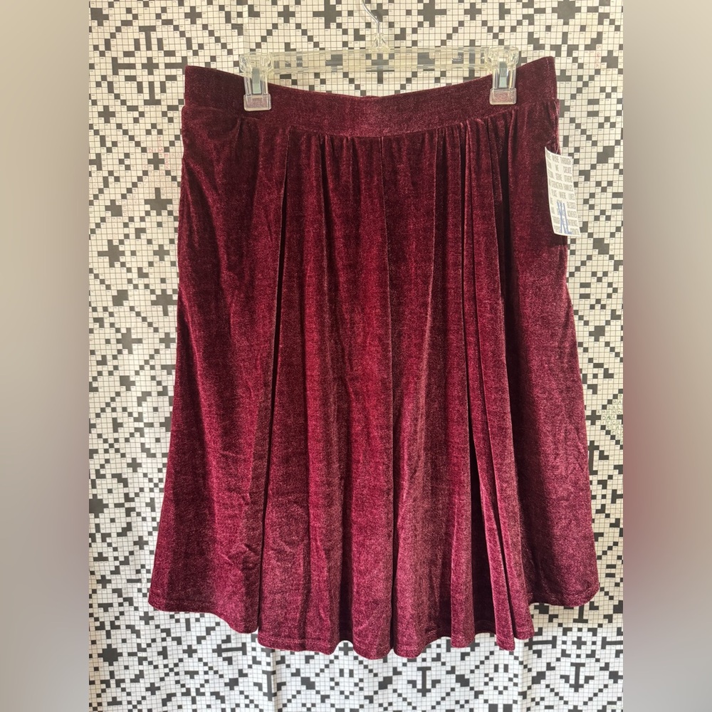 LuLaRoe Elegant Collection Madison A-Line Skirt in Burgundy, XL
